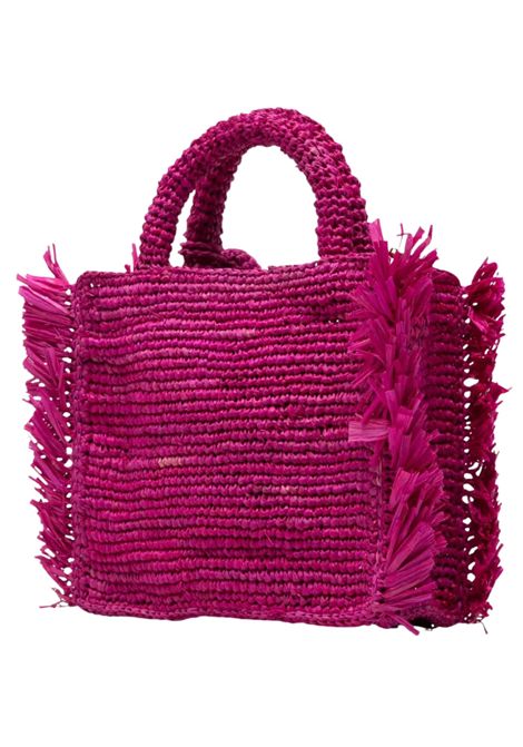 MC2 SAINT BARTH Vanity tote bag in raffia with embroidered logo in fuchsia MC2 SAINT BARTH | VAMI01700453LFUCSIA